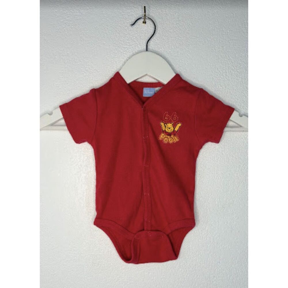 Vintage Disney Winnie the Pooh Red Baby Bodysuit Size 3–6M